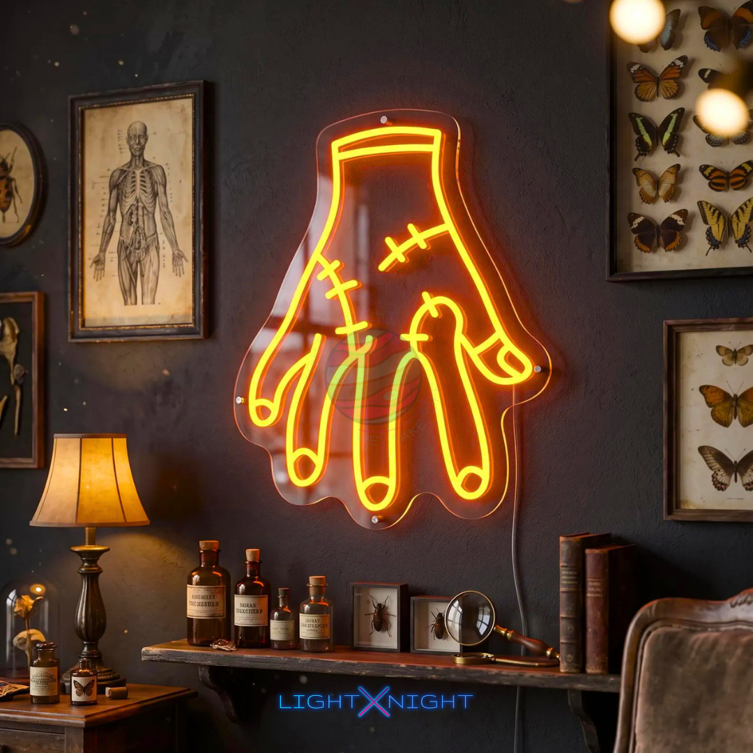 Hand With Stitches Neon Sign