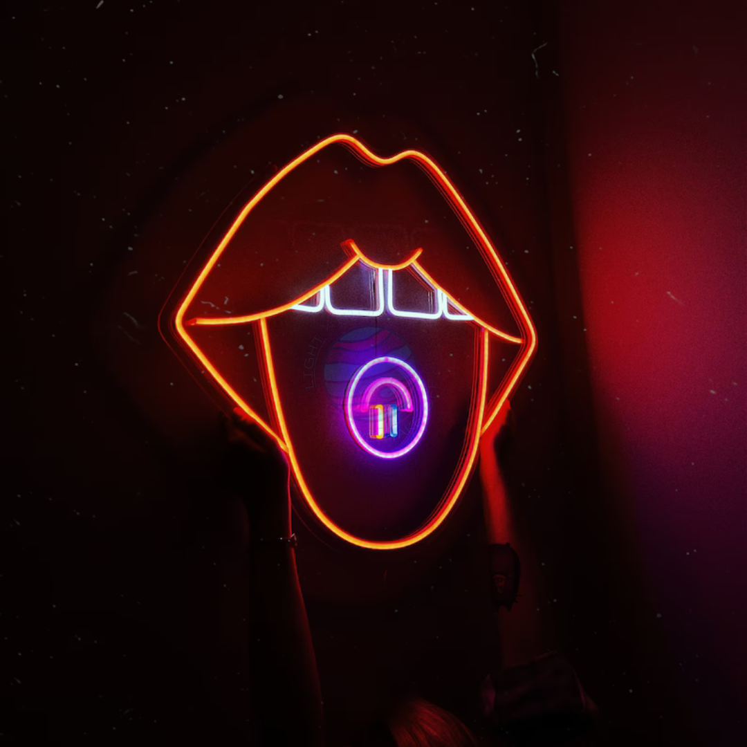Acid Tongue Neon Sign, Trippy Neon Sign