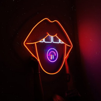 Acid Tongue Neon Sign, Trippy Neon Sign