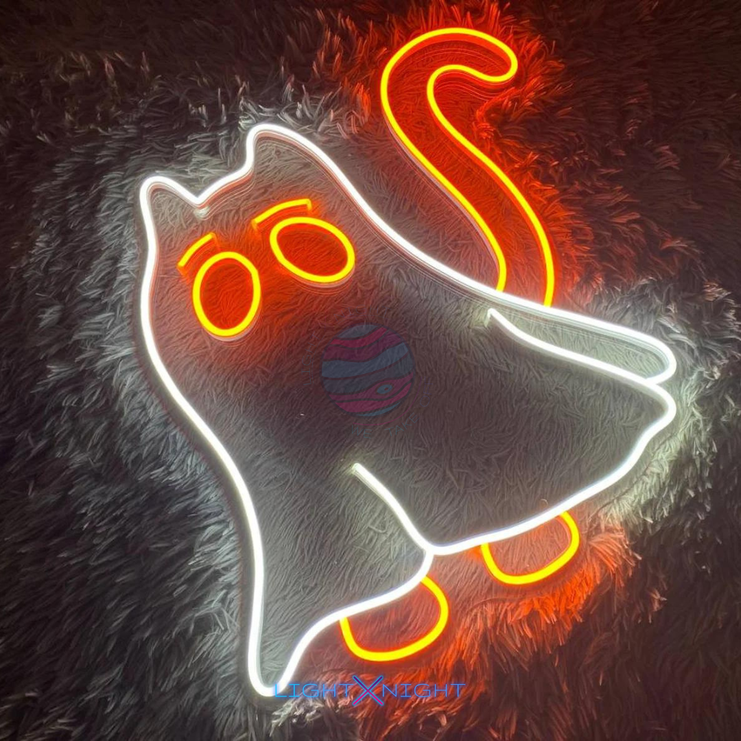 Ghost Cat Neon Sign