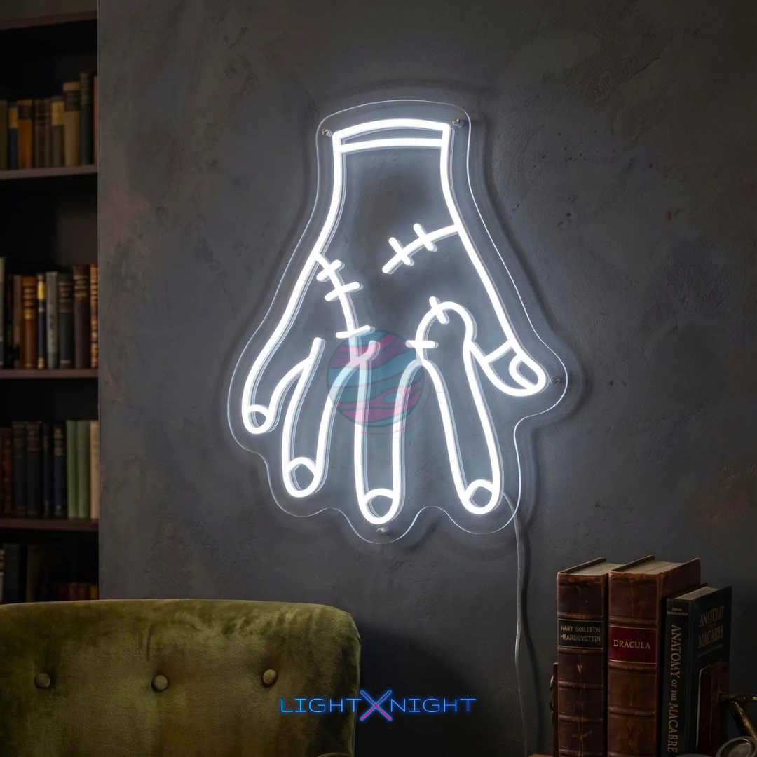 Hand With Stitches Neon Sign