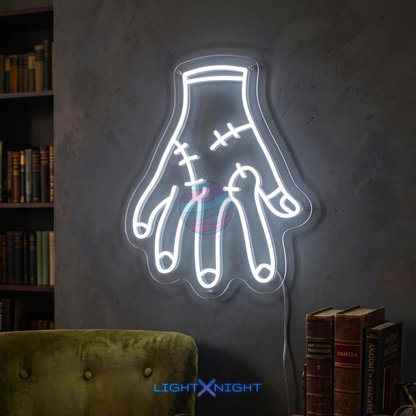 Hand With Stitches Neon Sign