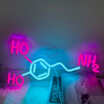 Dopamine Molecule Neon Sign