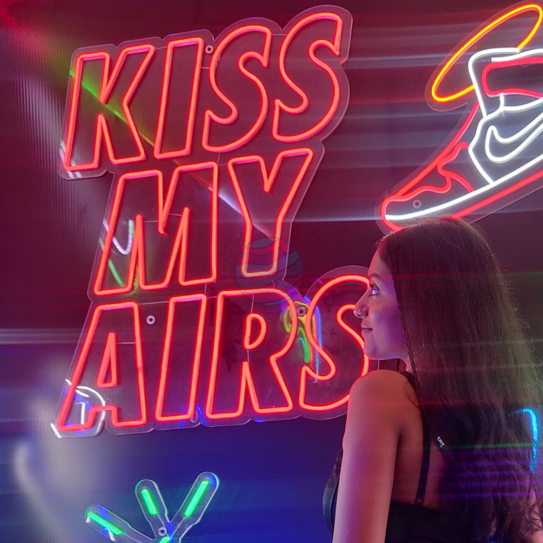 Kiss My Airs Led Neon Sign, Kiss My Airs Neon Lights, Light X Night Kiss My Airs Neon Sign