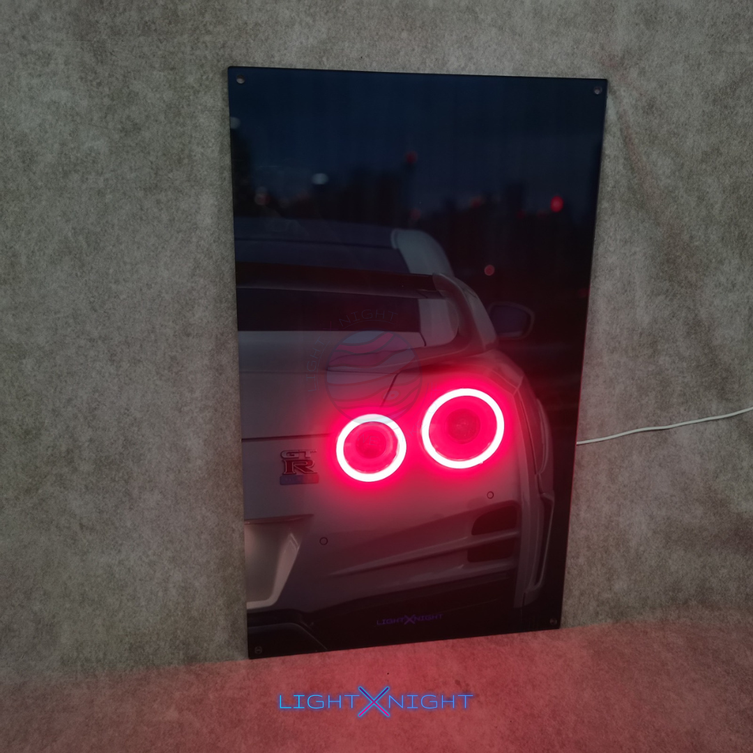 Nissan GTR R35 White Neon Poster – Light X Night