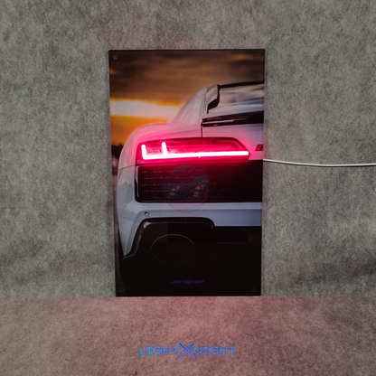 Audi R8 White Rear Neon Poster