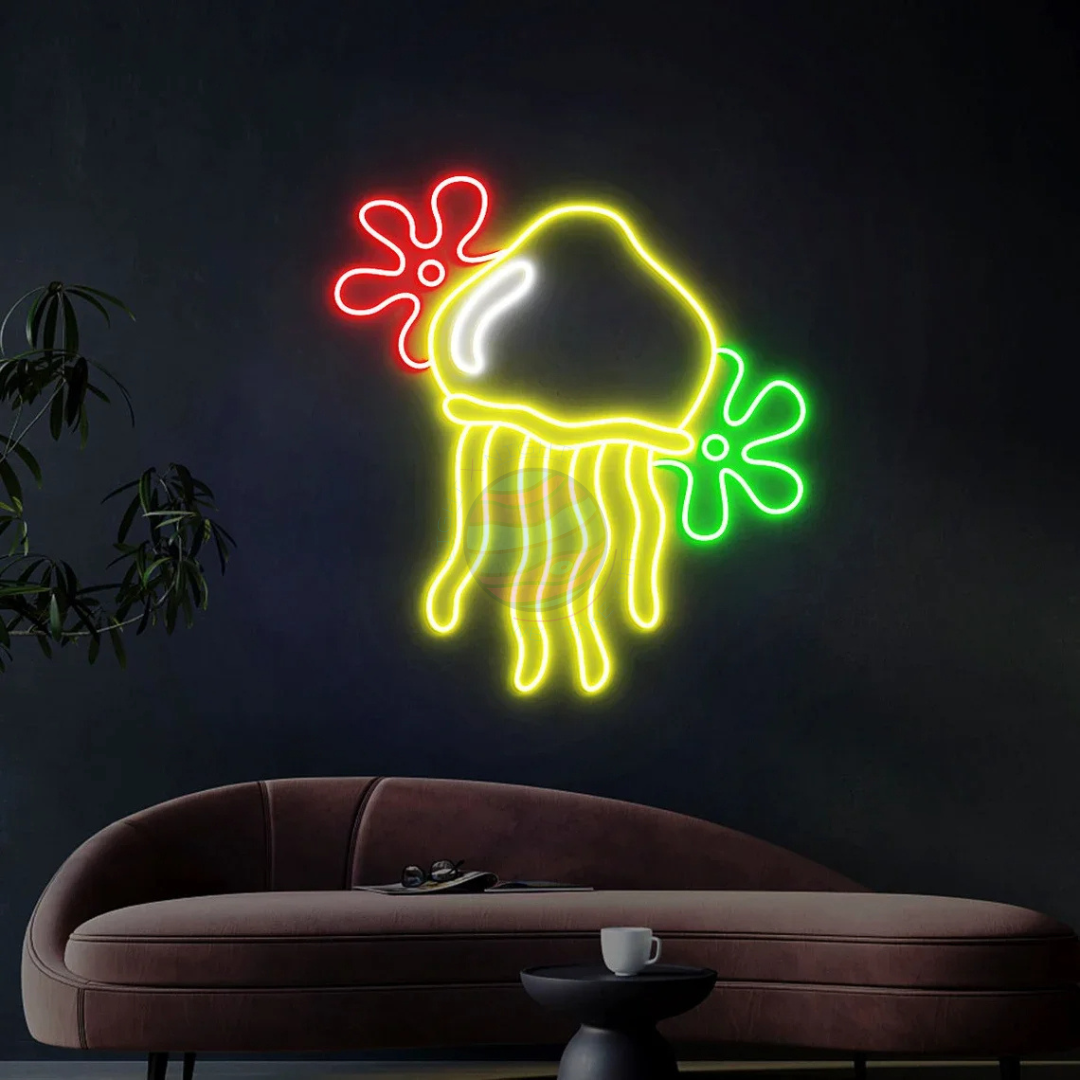 Jellyfish With Flowers Neon Sign