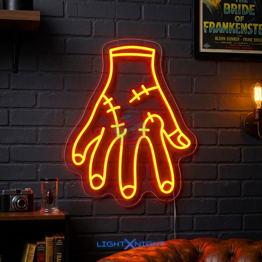 Hand With Stitches Neon Sign