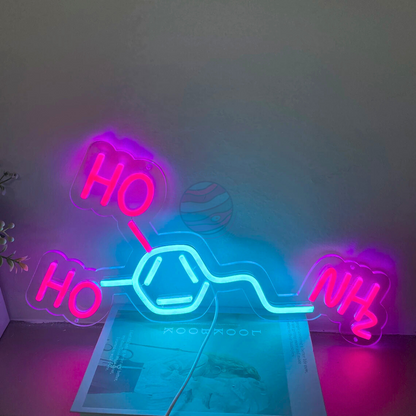 Dopamine Molecule Neon Sign