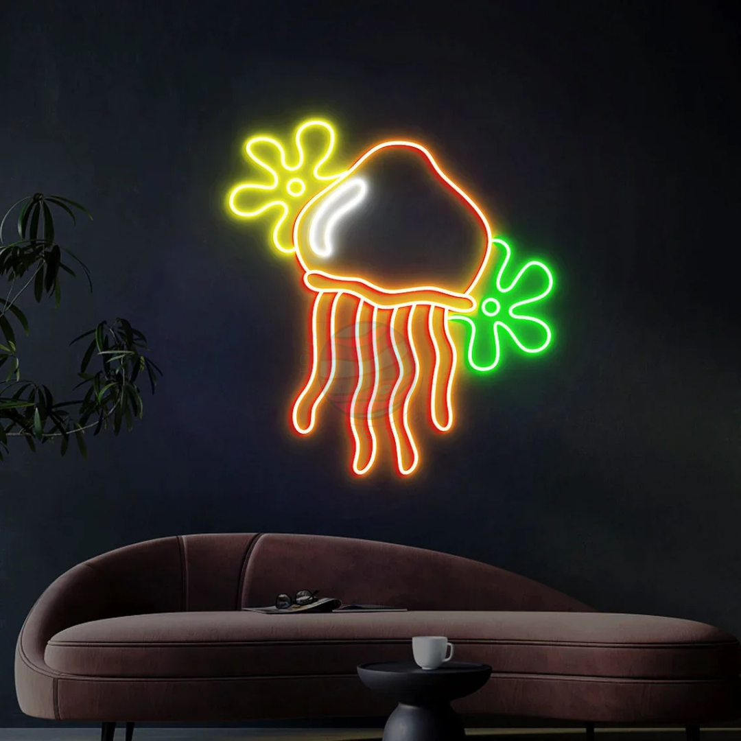 Jellyfish With Flowers Neon Sign