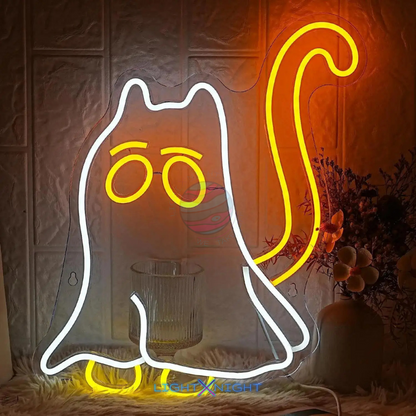 Ghost Cat Neon Sign