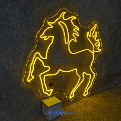 Large Stuttgart Horse Neon Sign on a clear acrylic backboard