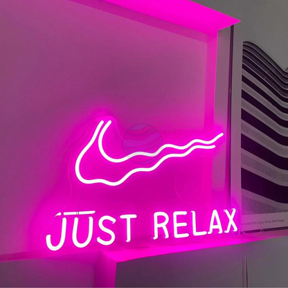 Nike Neon Sign, Swoosh Neon Sign, Just Relax Neon Sign