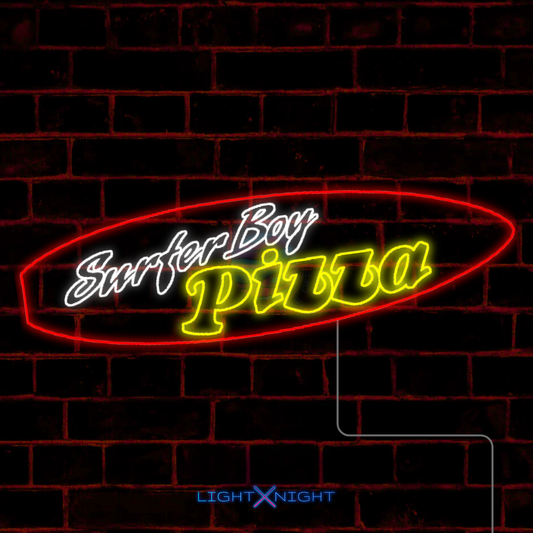 Surfer Boy Pizza Neon Sign
