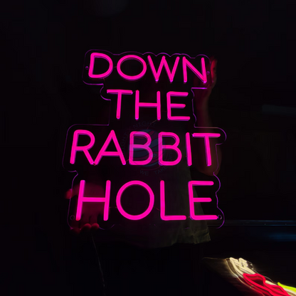 Down The Rabbit Hole Neon Sign, Alice In Wonderland Neon Sign