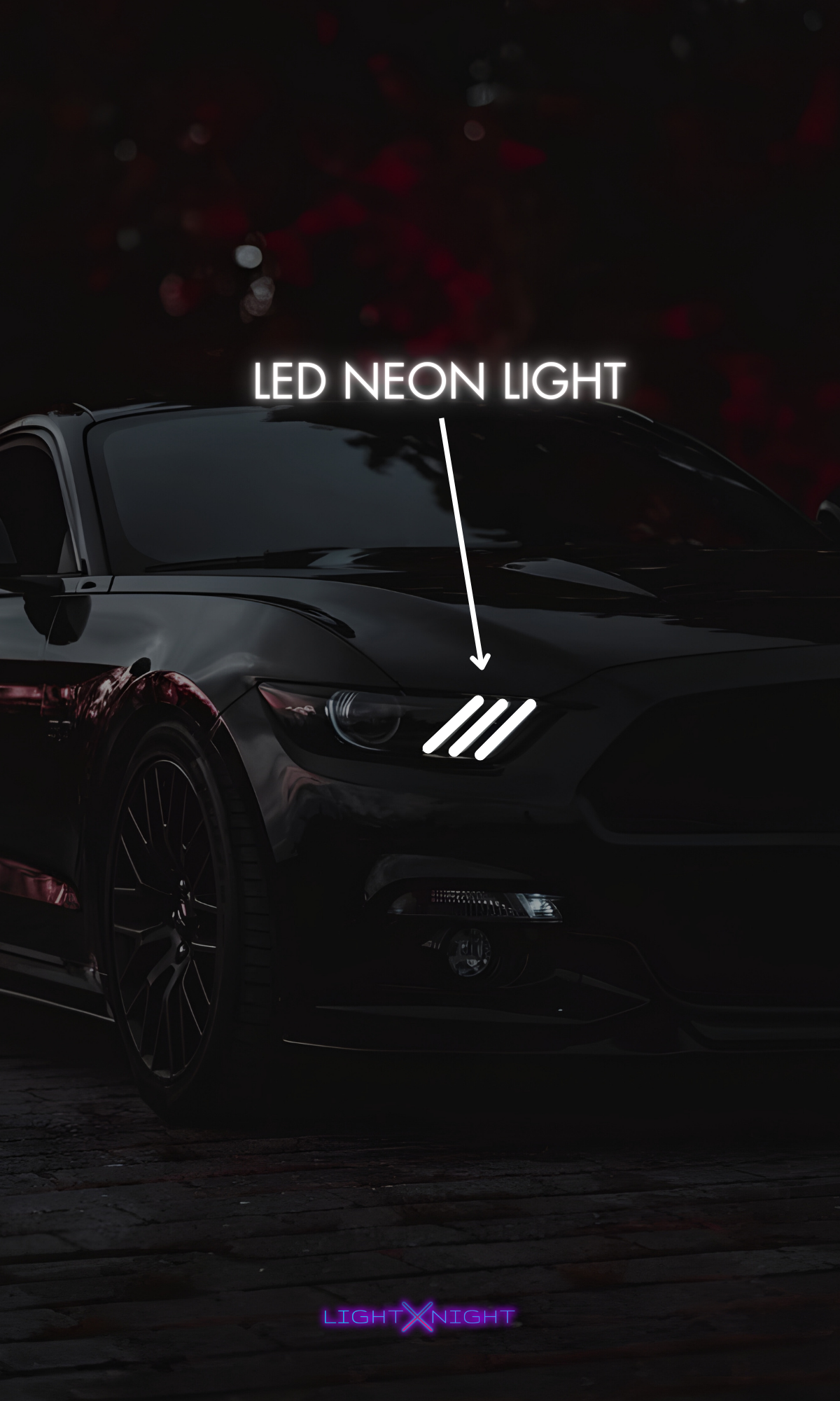 Ford Mustang Front Neon Poster