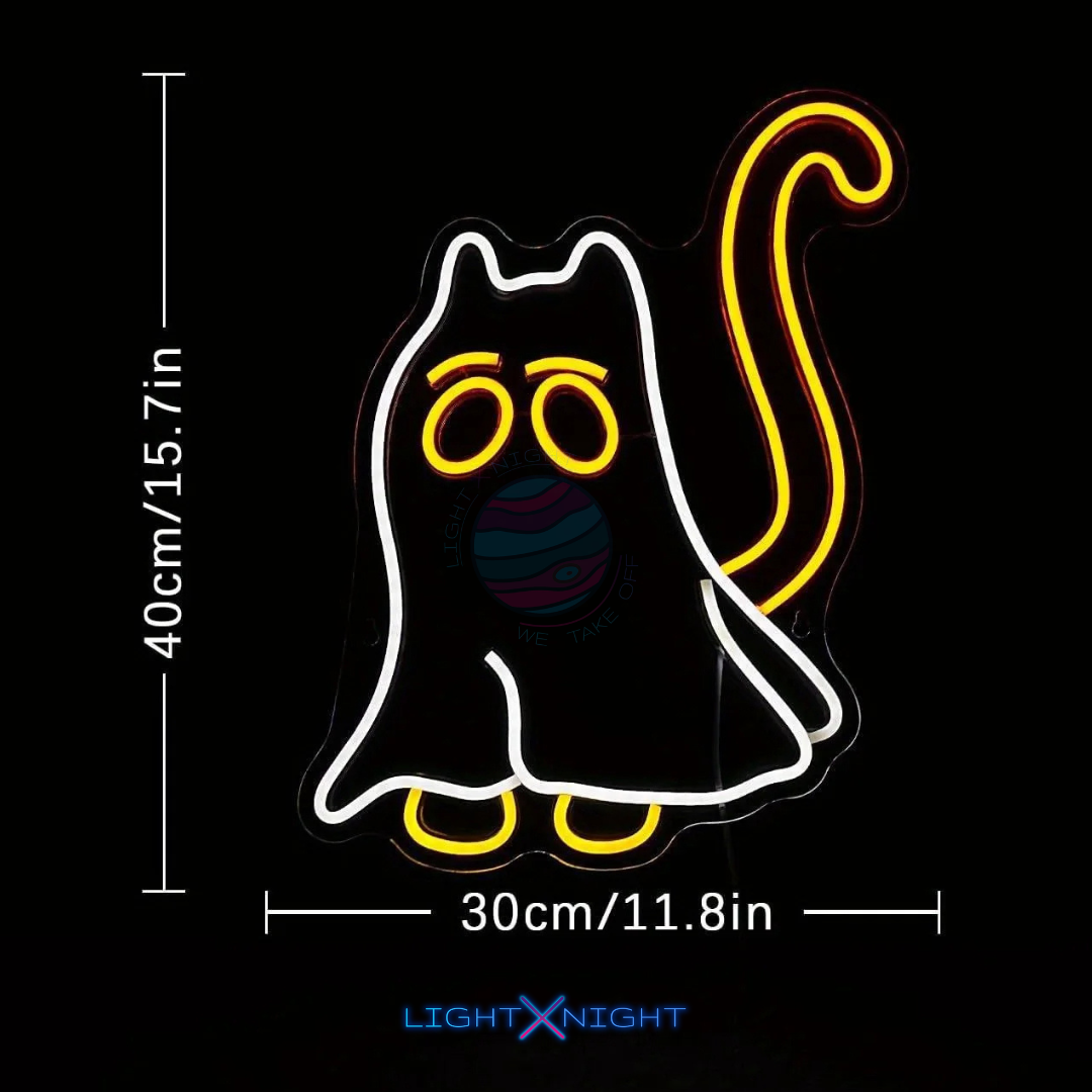 Ghost Cat Neon Sign