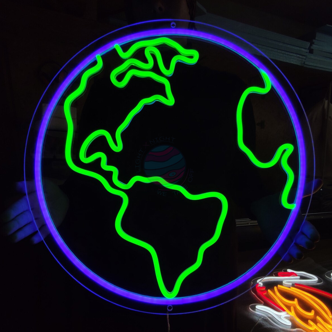 Earth Neon Sign, Space Neon Sign, Planet Neon Sign