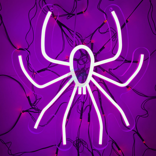 Spooky Spider Neon Sign, Halloween Decorations, Purple Spider Neon Sign for Halloween Decoration 