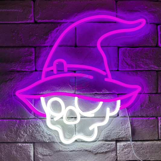 Witch Skull Neon Sign