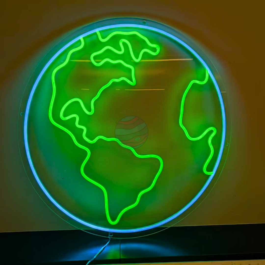 Earth Neon Sign, Space Neon Sign, Planet Neon Sign