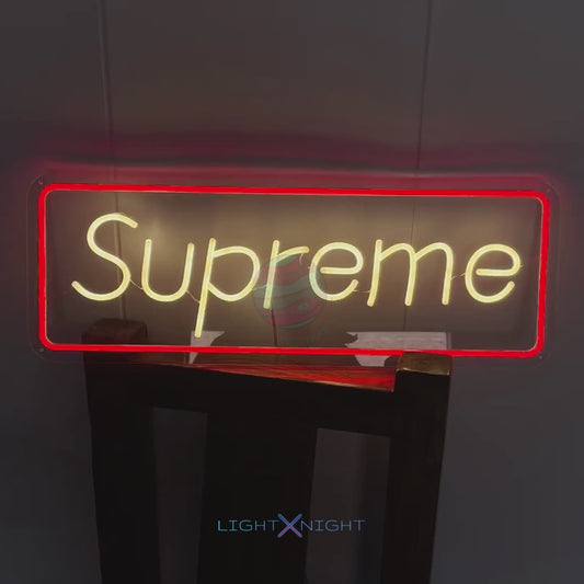 Supreme logo neon sign in red